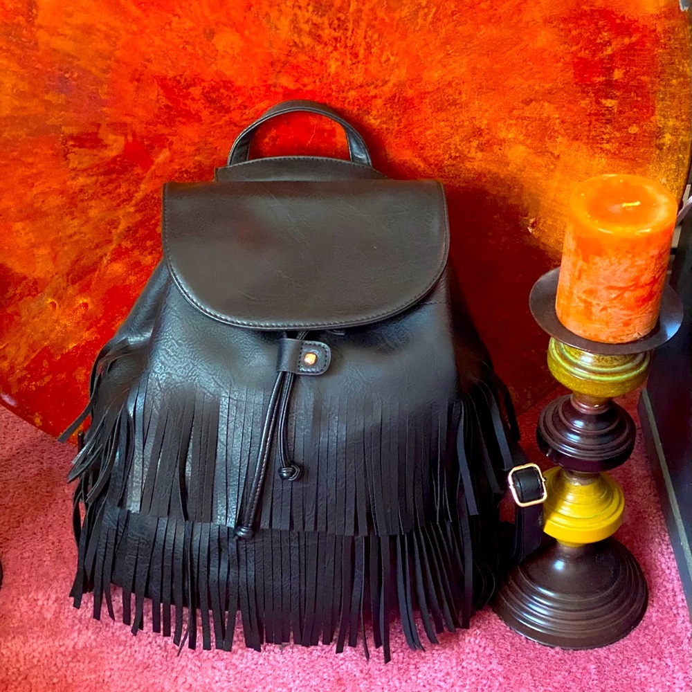 Tassel back pack black